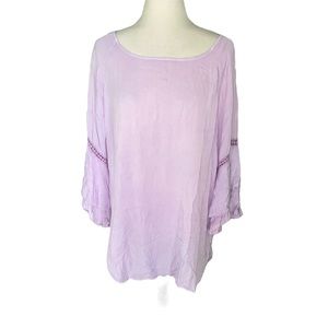 NWT Umgee Lilac Lavender Tiered Ruffle Lave Sleeve Tunic Top - M
